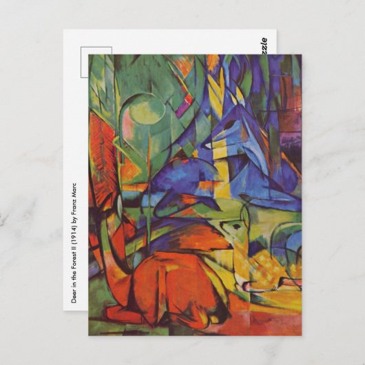 Deer in the Forest II by Franz Marc, Artヴィンテージ ポストカード (正面/裏面)
