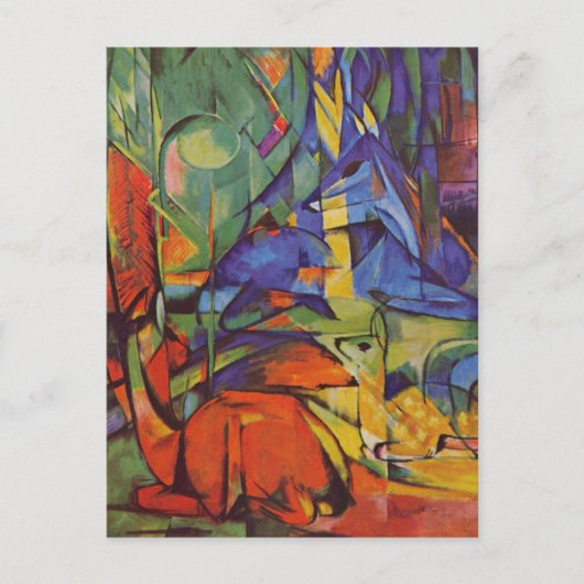 Deer in the Forest II by Franz Marc, Artヴィンテージ ポストカード (正面)