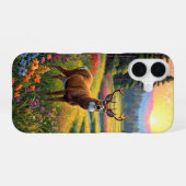 Deer in Wildflower Meadow iPhone 16ケース (裏面横)
