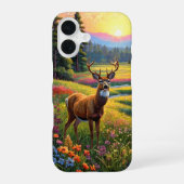 Deer in Wildflower Meadow iPhone 16ケース (裏面)