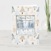 Deer in Window Christmas Trees カード (正面)