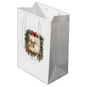 Deer in Window Red Bows Christmas ミディアムペーパーバッグ (裏面アングル)