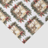 Deer in Window Red Bows Christmas 薄葉紙 (詳細)