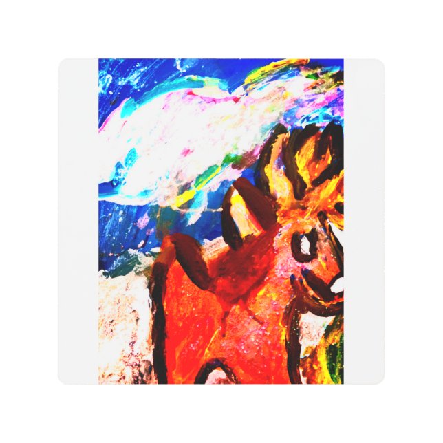 Deer in winter  メタルプリント (正面)