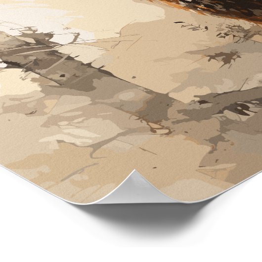 Deer in Woods Impessionist's 絵を描 - AI Poster ポスター (角)