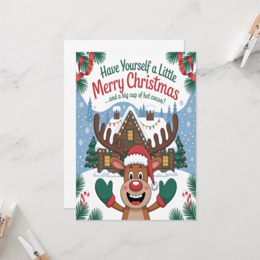 Deer Little Merry Christmas カード (正面/裏面インサイチュ)