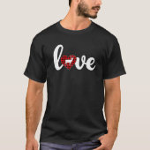 Deer Lover Buffalo Plaid Love Deer Valentine's Day Tシャツ (正面)