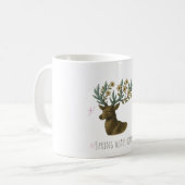 Deer Mug with Flower Antlers – Spring Coffee Cup コーヒーマグカップ (正面左)