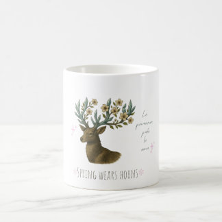 Deer Mug with Flower Antlers – Spring Coffee Cup コーヒーマグカップ