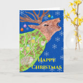 Deer Nature Christmas  カード (黄色い花)