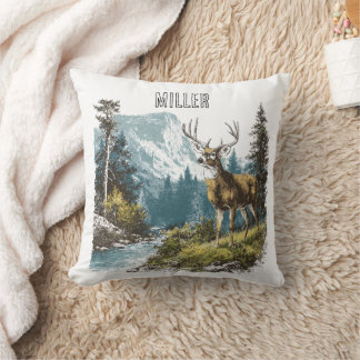 Deer Nature Throw Pillow クッション