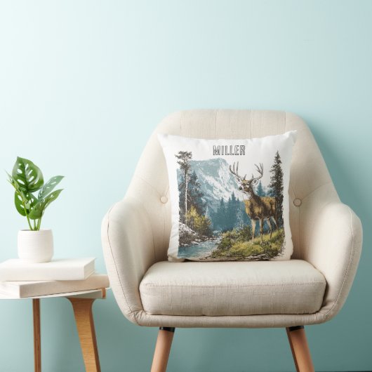 Deer Nature Throw Pillow クッション (椅子)