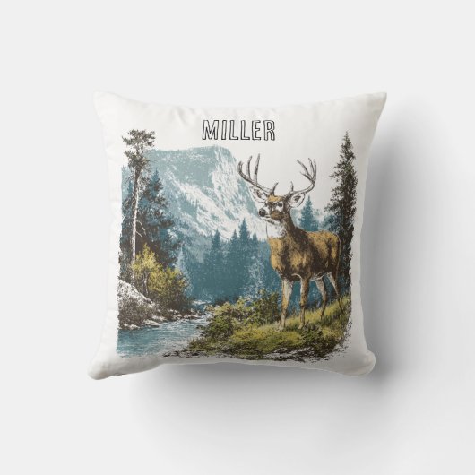 Deer Nature Throw Pillow クッション (裏面)
