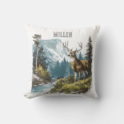 Deer Nature Throw Pillow クッション (正面)