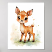 Deer Nursery Wall Art – Woodland Baby Room  ポスター (正面)