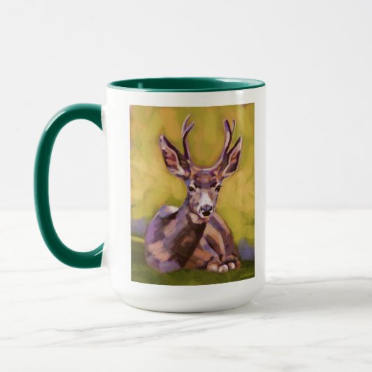 Deer Painting - Gift for Animal Lovers マグカップ (左)