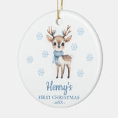 Deer Personalized Baby's First Christmas セラミックオーナメント (左)