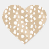 Deer Print Heart Shaped, Woodland Boho Aesthetic  ハートシール (正面)