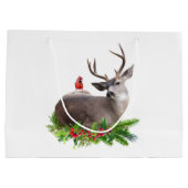 Deer Red Bird Gift Bag ラージペーパーバッグ (裏面)