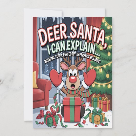 Deer Santa I Can Explain Christmas カード (正面)