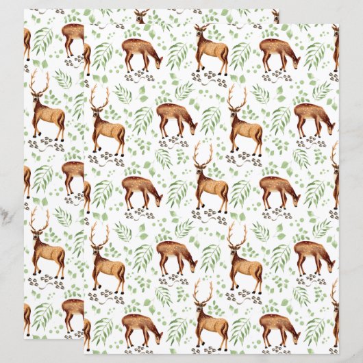 Deer Scrapbook Paper (正面/裏面)