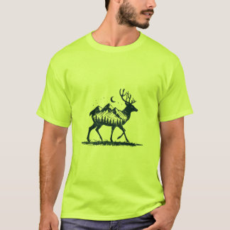 Deer silhouette nature nightsky Shirt Tシャツ