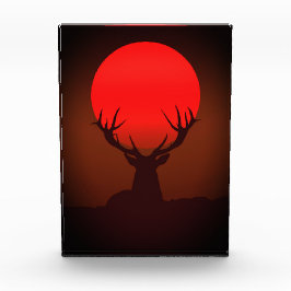 Deer Silhouette with Fiery Red Sunset フォトブロック
