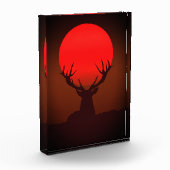 Deer Silhouette with Fiery Red Sunset フォトブロック (左)