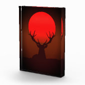 Deer Silhouette with Fiery Red Sunset フォトブロック (右)