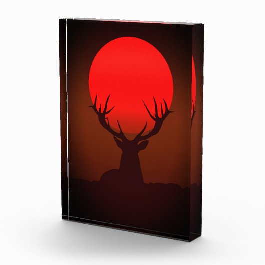 Deer Silhouette with Fiery Red Sunset フォトブロック (右)
