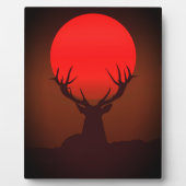 Deer Silhouette with Fiery Red Sunset フォトプラーク (正面)