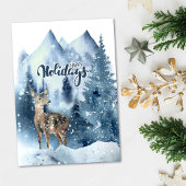 Deer Snowy Winter Mountains Nature Christmas シーズンカード