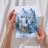 Deer Snowy Winter Mountains Nature Christmas シーズンカード