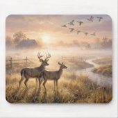 Deer Standing by a River at Dawn マウスパッド (正面)