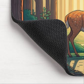 Deer standing by a stream in a forest マウスパッド (コーナー)