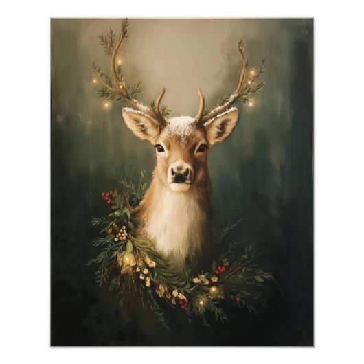 Deer Tartan Christmas Poster フォトプリント (正面)