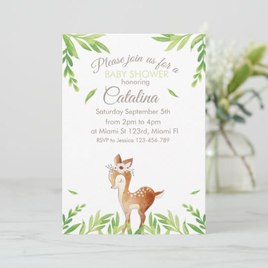 Deer Theme Baby Shower Invitation 招待状 (スタンド正面)