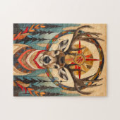 Deer Totem – Graceful Art Deco Spirit ジグソーパズル (横)