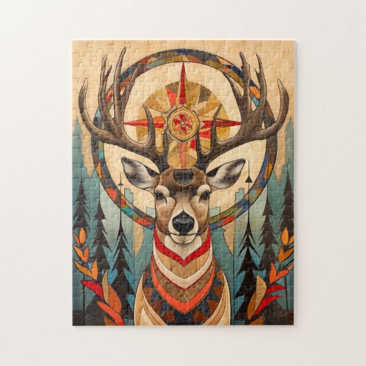 Deer Totem – Graceful Art Deco Spirit ジグソーパズル (縦)