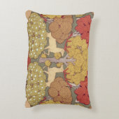 Deer &Tree Squirrel Bird Rowan Berries Art Nouveau アクセントクッション (裏面(縦))