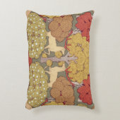 Deer &Tree Squirrel Bird Rowan Berries Art Nouveau アクセントクッション (正面(垂直))