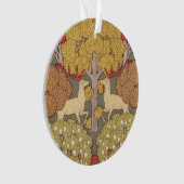 Deer &Tree Squirrel Bird Rowan Berries Art Nouveau オーナメント (正面)