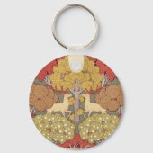Deer &Tree Squirrel Bird Rowan Berries Art Nouveau キーホルダー (裏面)
