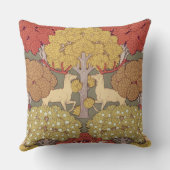Deer &Tree Squirrel Bird Rowan Berries Art Nouveau クッション (裏面)