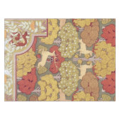 Deer &Tree Squirrel Bird Rowan Berries Art Nouveau テーブルクロス (正面(横))
