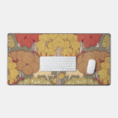 Deer &Tree Squirrel Bird Rowan Berries Art Nouveau デスクマット (キーボード&マウス)