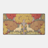 Deer &Tree Squirrel Bird Rowan Berries Art Nouveau デスクマット (正面)