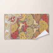 Deer &Tree Squirrel Bird Rowan Berries Art Nouveau バスタオルセット (ハンドタオル)