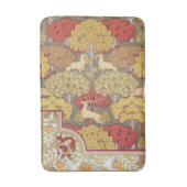 Deer &Tree Squirrel Bird Rowan Berries Art Nouveau バスマット (正面縦)