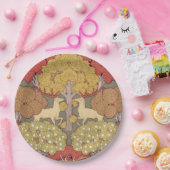 Deer &Tree Squirrel Bird Rowan Berries Art Nouveau ペーパープレート (パーティー)